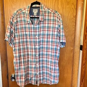L.L. Bean Red and Blue Casual Button Down Shirt